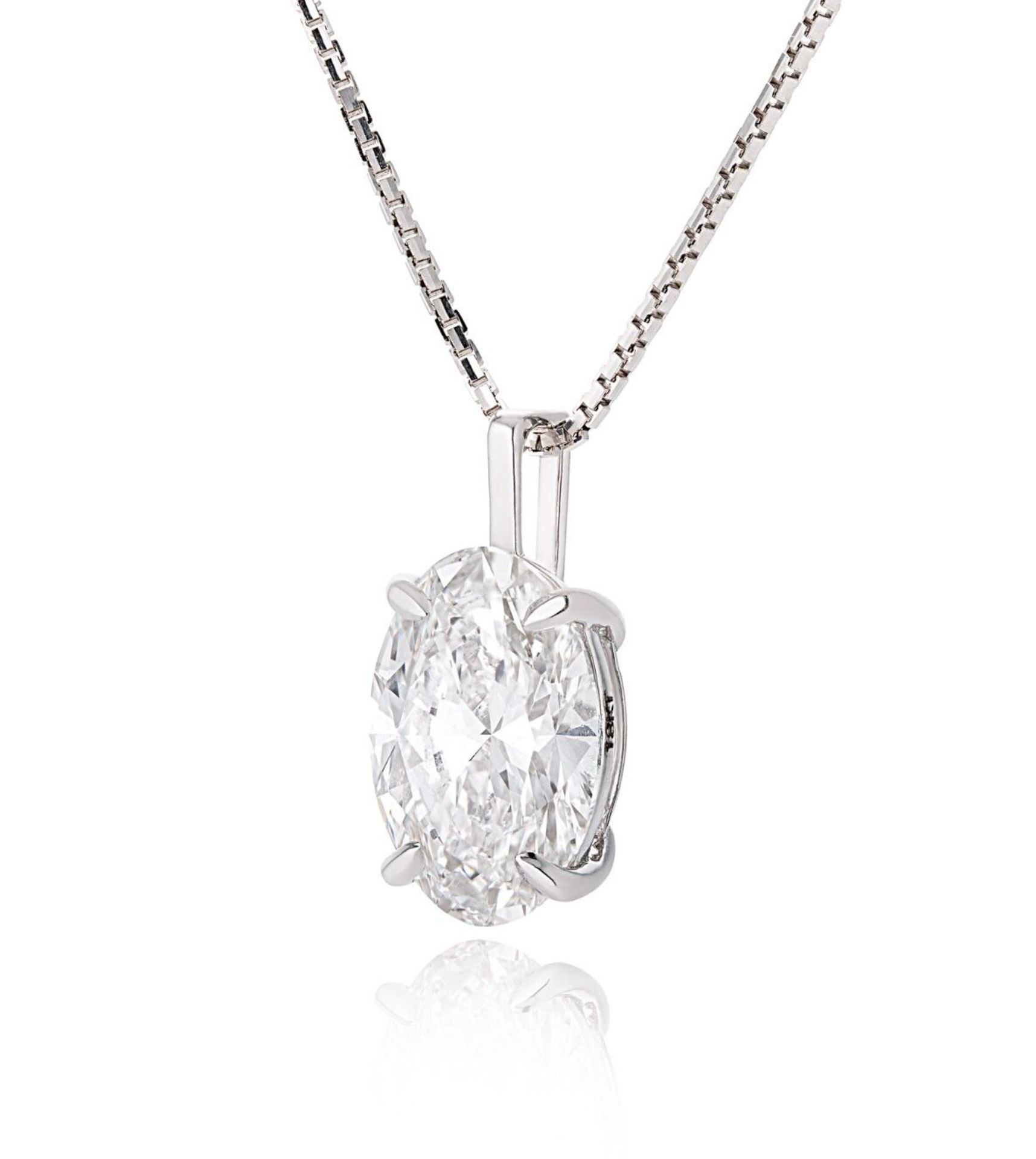 ** ON SALE ** Oval Brilliant Cut 4.16ct Diamond Necklace G Colour VS1 Clarity -Set 18KT White Gold - Bild 2 aus 4