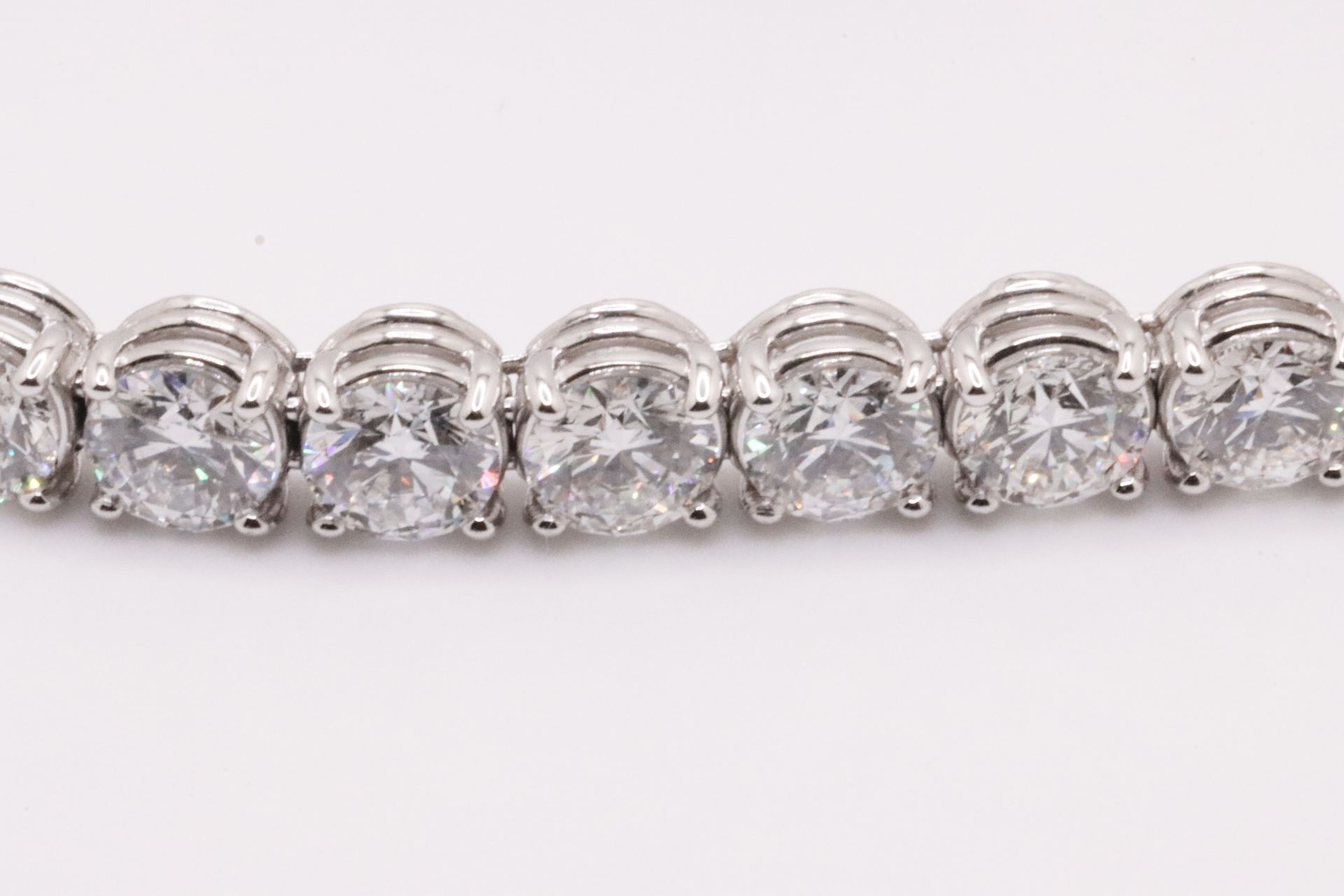 Round Brilliant Cut 14 Carat Natural Diamond Tennis Bracelet H Colour VS Clarity - 18Kt White Gold - Bild 9 aus 14