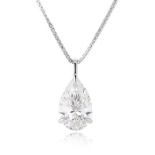 Pear Brilliant Cut 4.13ct Diamond Necklace G Colour VS1 Clarity -Set 18KT White Gold- IGI CERTIFIED