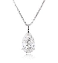 Pear Brilliant Cut 4.13ct Diamond Necklace G Colour VS1 Clarity -Set 18KT White Gold- IGI CERTIFIED