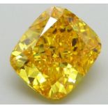 Cushion Cut 4.03 Carat Diamond Fancy Yellow Colour VVS2 Clarity EX EX - IGI