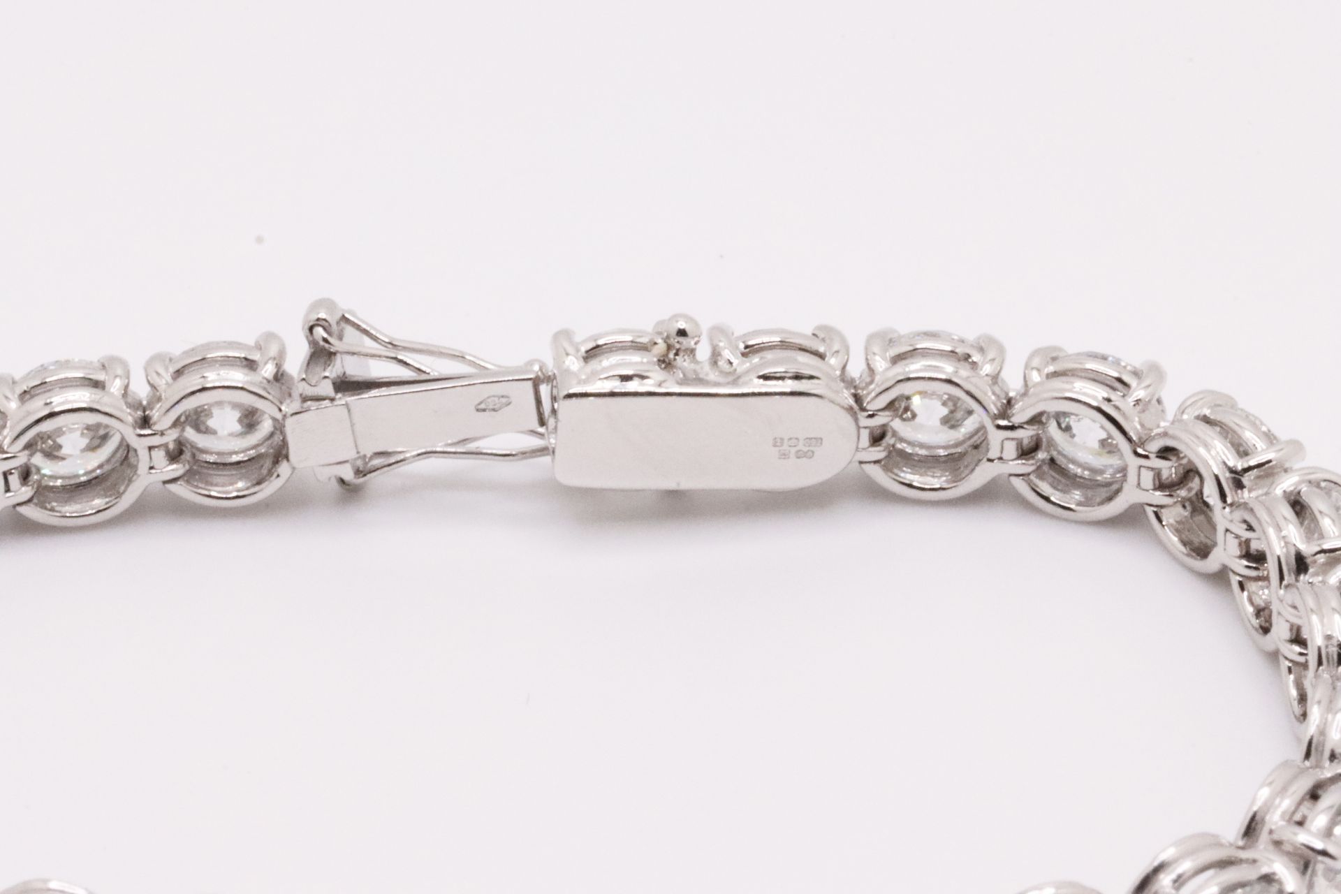 Round Brilliant Cut 14 Carat Natural Diamond Tennis Bracelet H Colour VS Clarity - 18Kt White Gold - Bild 12 aus 14