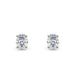 Oval Cut 2.00 Carat Natural Diamond Earrings Set in 18kt Yellow Gold - E Colour SI Clarity - GIA