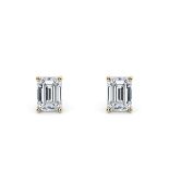 Emerald Cut 2.00 Carat Natural Diamond Earrings 18kt Yellow Gold - Colour E - VS Clarity- GIA