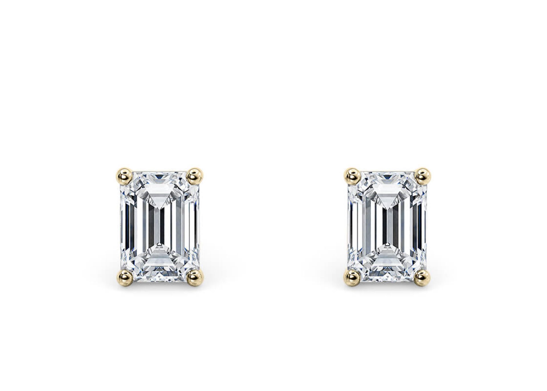 Emerald Cut 2.00 Carat Natural Diamond Earrings 18kt Yellow Gold - Colour E - VS Clarity- GIA