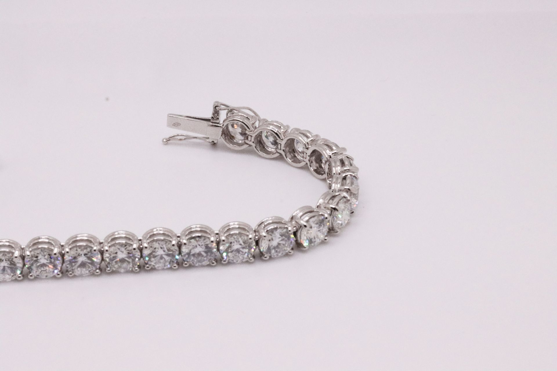 Round Brilliant Cut 14 Carat Natural Diamond Tennis Bracelet H Colour VS Clarity - 18Kt White Gold - Bild 4 aus 14