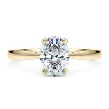 Oval Cut Diamond Yellow Gold Ring 1.50 Carat F Colour SI2 Clarity EX EX - GIA