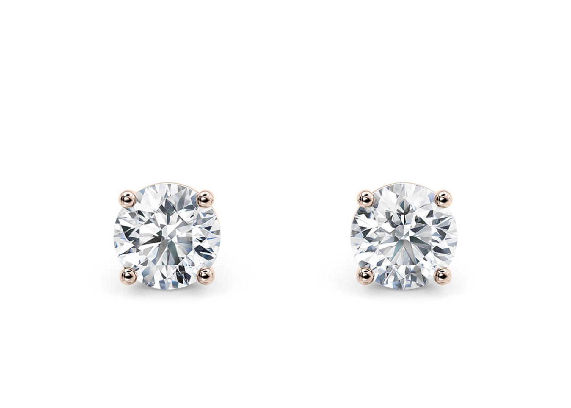 Round Brilliant Cut 2.00 Carat Natural Diamond Earrings 18kt Rose Gold - Colour F - SI Clarity- GIA - Bild 2 aus 3