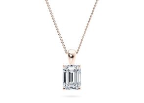 Emerald Cut Diamond 2.00 Carat E Colour VS1 Clarity - Necklace Pendant - 18kt Rose Gold -IGI