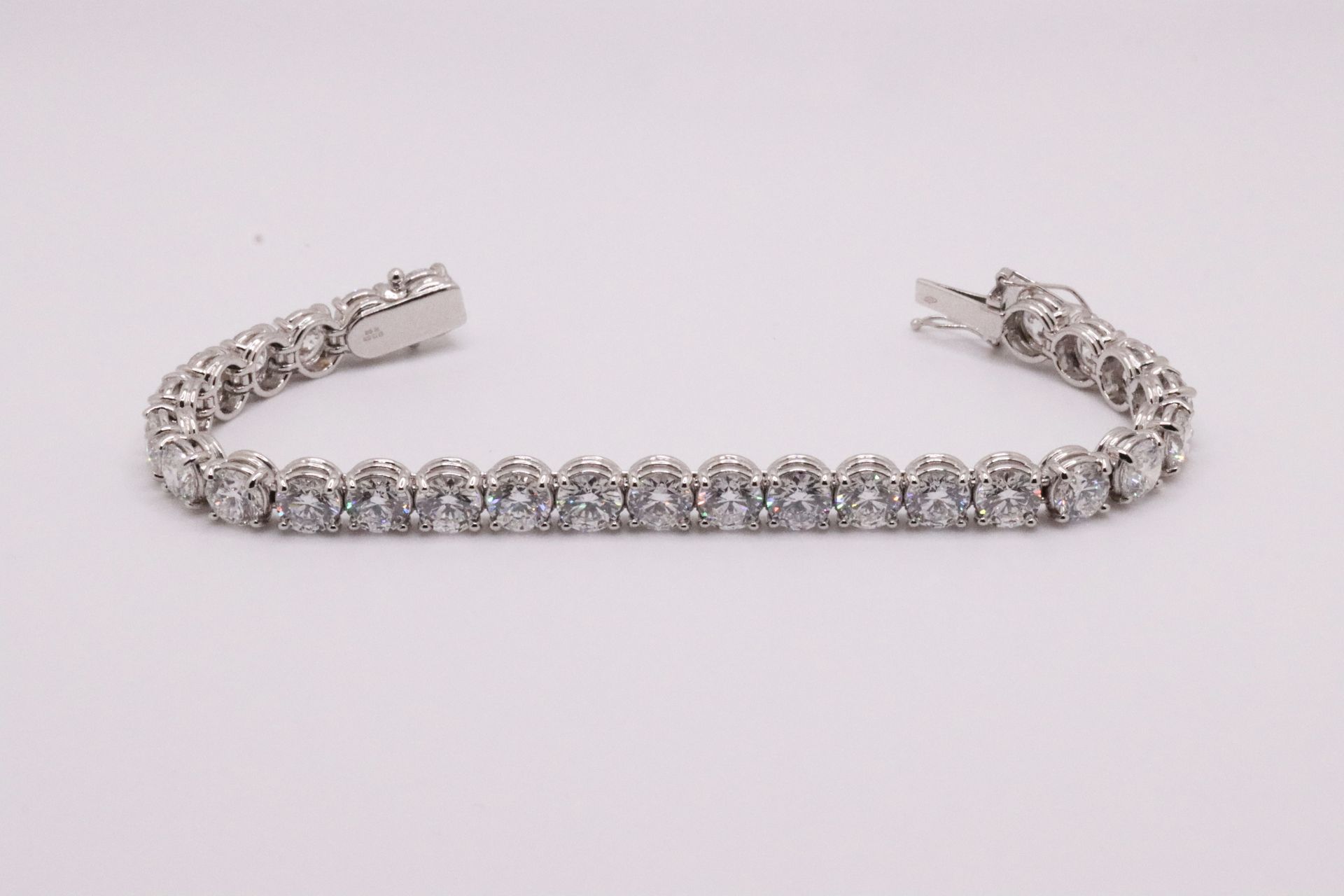 Round Brilliant Cut 14 Carat Natural Diamond Tennis Bracelet H Colour VS Clarity - 18Kt White Gold - Bild 5 aus 14