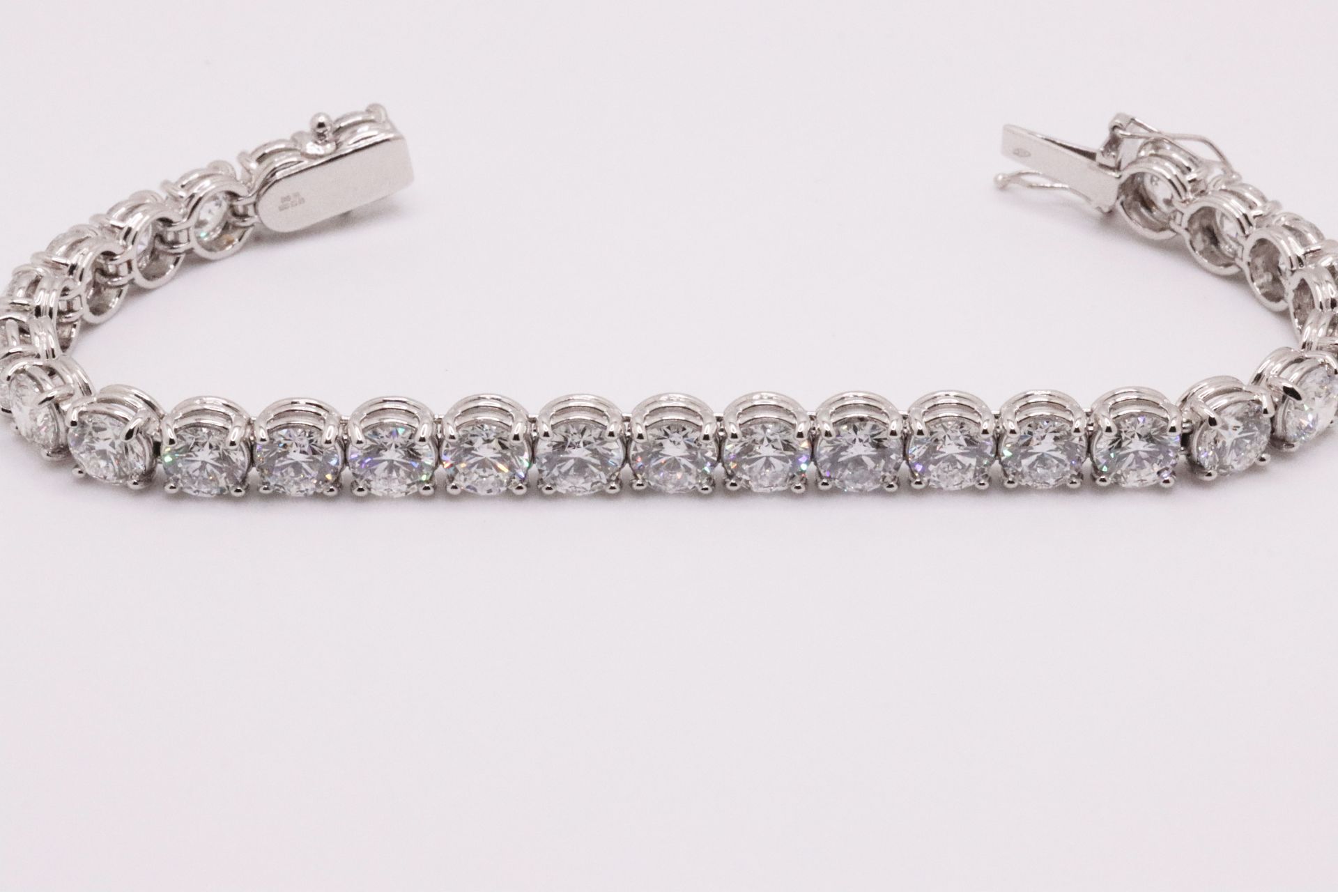 Round Brilliant Cut 14 Carat Natural Diamond Tennis Bracelet H Colour VS Clarity - 18Kt White Gold - Bild 3 aus 14