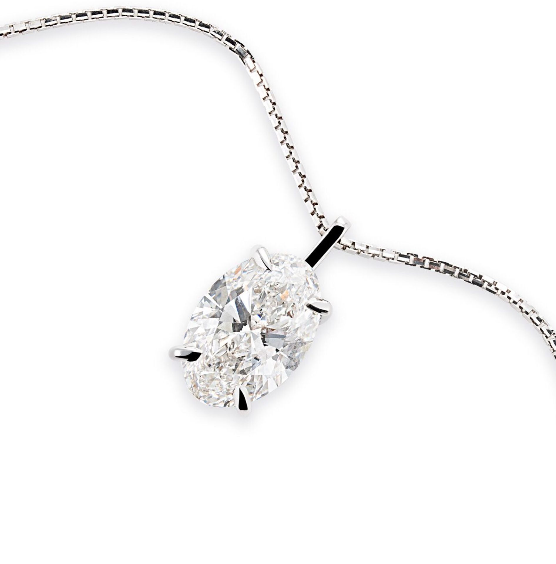 ** ON SALE ** Oval Brilliant Cut 4.16ct Diamond Necklace G Colour VS1 Clarity -Set 18KT White Gold - Image 3 of 4