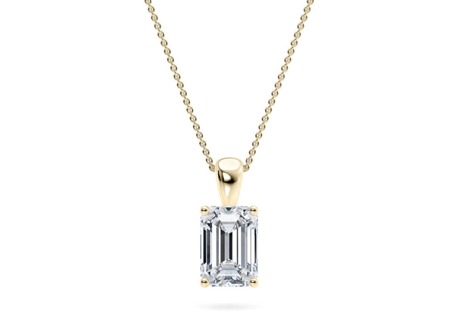 ** ON SALE ** Emerald Cut Diamond 3.00 Carat F Colour VS2 Clarity - Necklace Pendant - 18kt Yellow