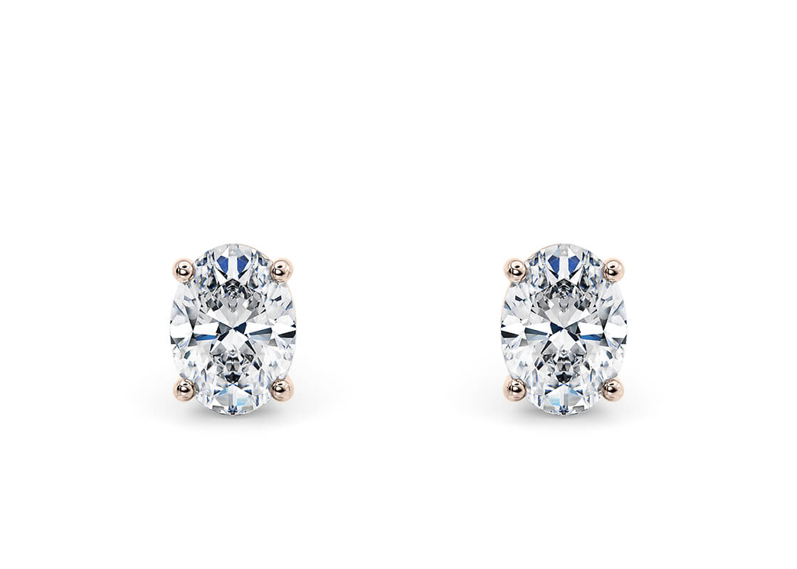 Oval Cut 3.00 Carat Natural Diamond Earrings Set in 18kt Rose Gold - F Colour SI Clarity - GIA - Image 2 of 3