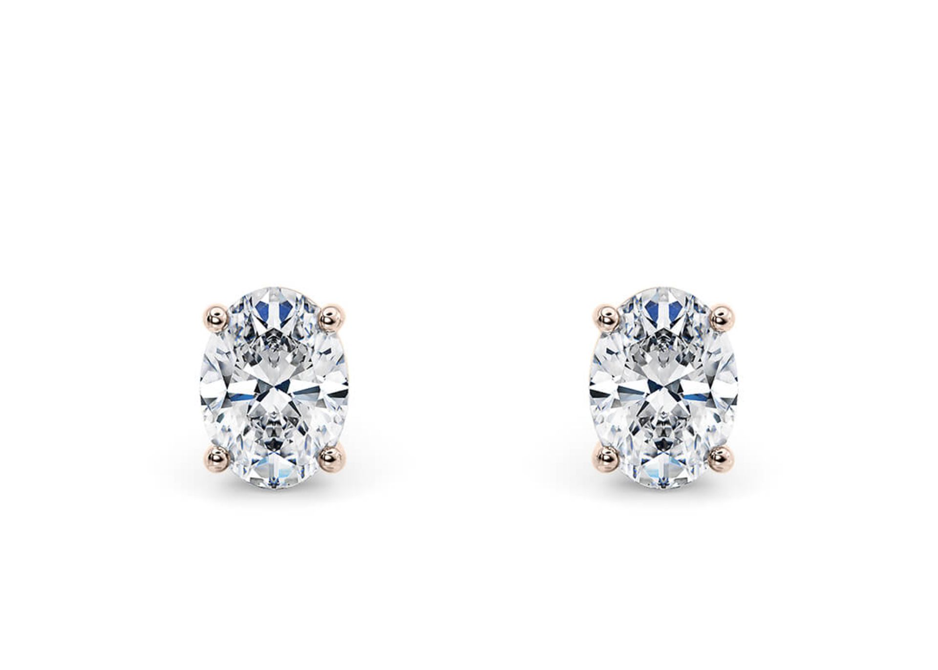 Oval Cut 3.00 Carat Natural Diamond Earrings Set in 18kt Rose Gold - F Colour SI Clarity - GIA - Image 2 of 3