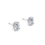 Oval Cut 2.00 Carat Natural Diamond Earrings Set in 18kt White Gold - F Colour SI Clarity - GIA