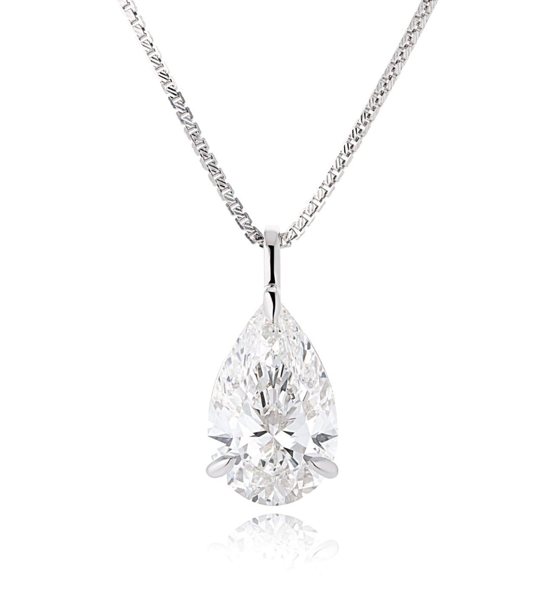 ** ON SALE ** Pear Brilliant Cut 4.13 Carat Diamond Necklace G Colour VS1 Clarity