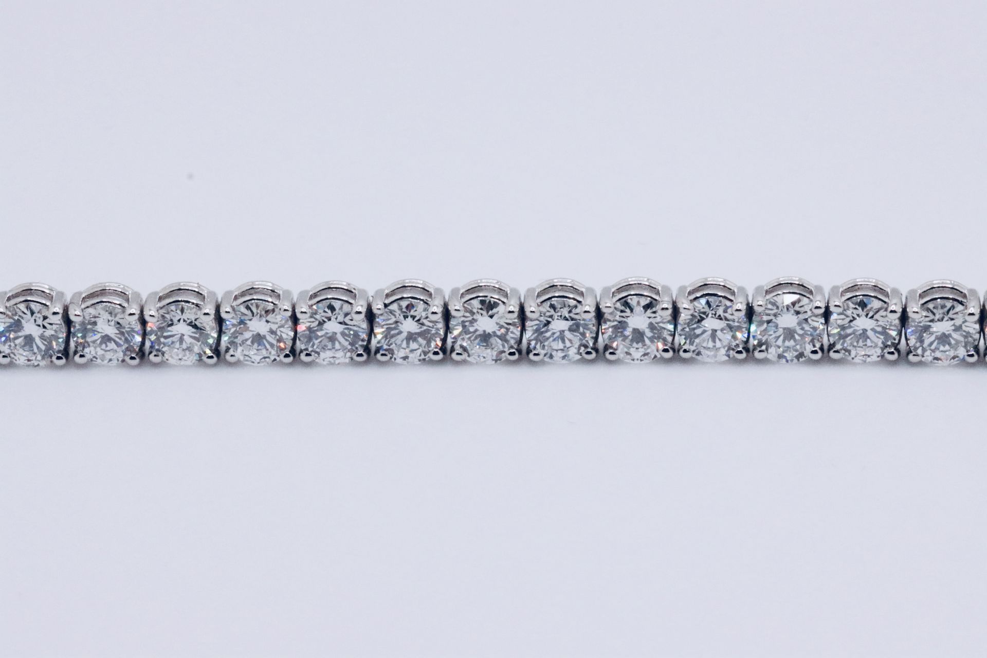 Round Brilliant Cut 14 Carat Natural Diamond Tennis Bracelet G Colour SI Clarity - 18Kt White Gold - Bild 6 aus 9