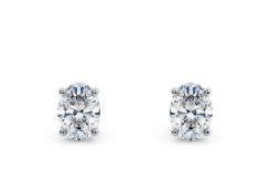 Oval Cut 4.00 Carat Natural Diamond Earrings Set in 18kt White Gold - G Colour SI Clarity - GIA