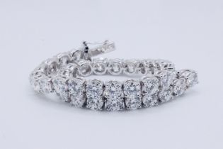 Round Brilliant Cut 18 Carat Natural Diamond Tennis Bracelet E Colour VS Clarity - 18Kt White Gold