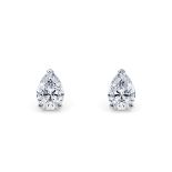 Pear Cut 2.00 Carat Natural Diamond Earrings 18kt White Gold - Colour D - SI Clarity- GIA