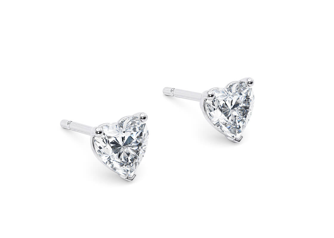 Heart Cut 3.00 Carat Diamond Earrings Set in 18kt White Gold - D Colour VS Clarity - IGI - Image 2 of 3