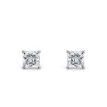 Princess Cut 2.00 Carat Diamond Earrings Set in 18kt White Gold - D Colour VVS1 Clarity - IGI