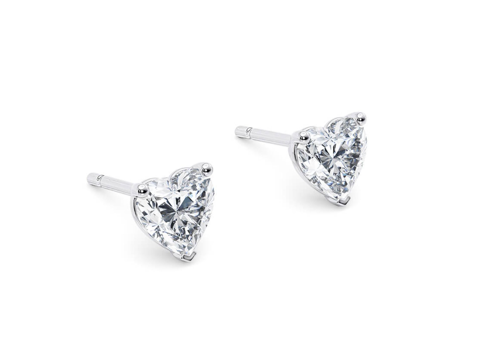 Heart Cut 3.00 Carat Natural Diamond Earrings 18kt White Gold - Colour D - SI Clarity- GIA - Image 2 of 3