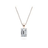Emerald Cut Diamond 2.00 Carat D Colour VVS2 Clarity - Necklace Pendant - 18kt Rose Gold -IGI