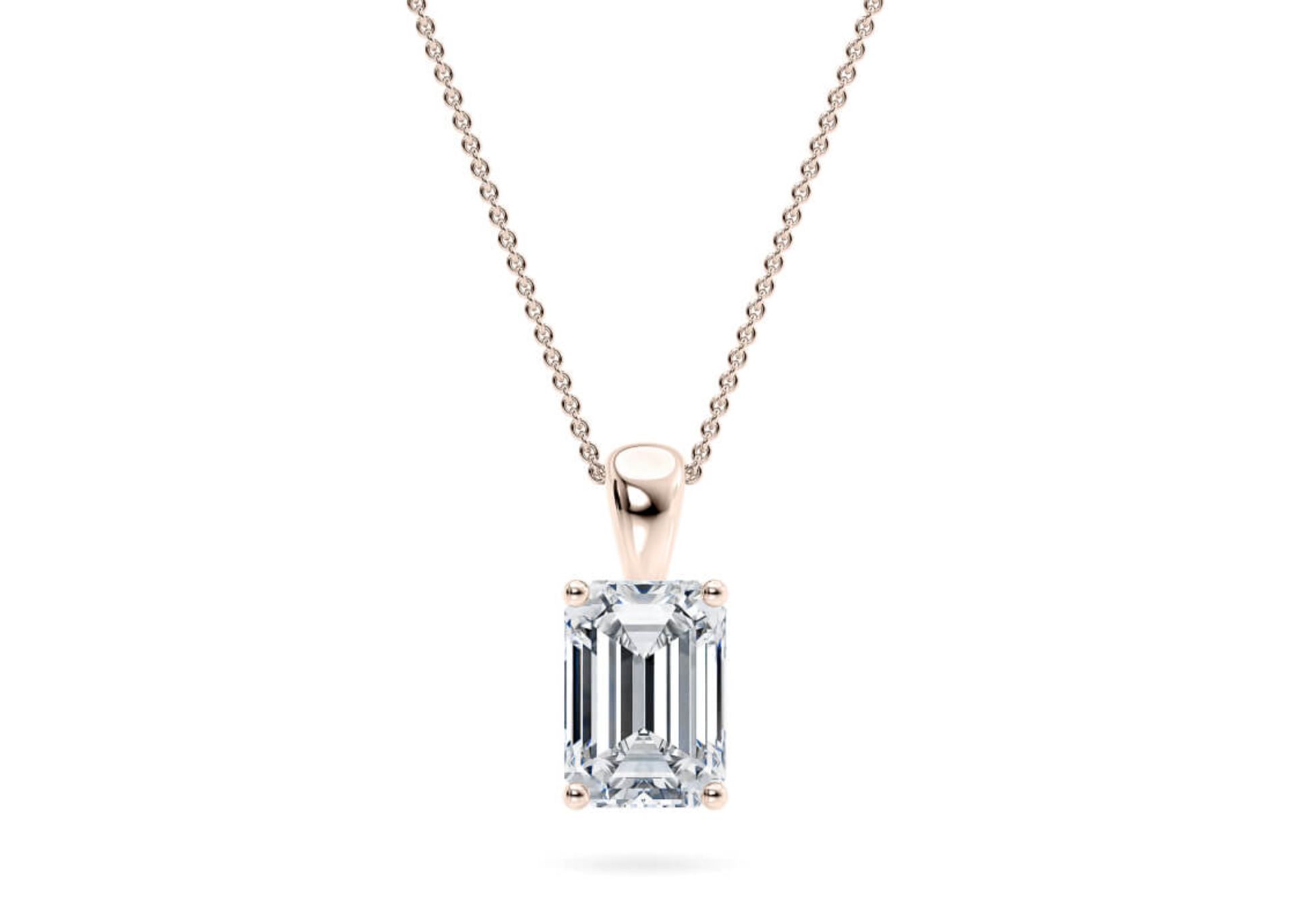 Emerald Cut Diamond 2.00 Carat D Colour VVS2 Clarity - Necklace Pendant - 18kt Rose Gold -IGI