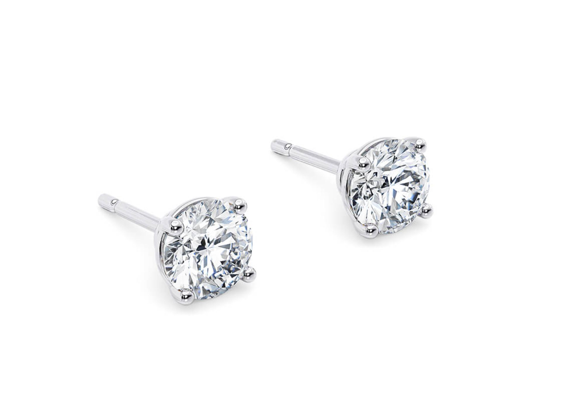 Round Brilliant Cut 2.00 Carat Diamond Earrings Set in 18kt White Gold - D Colour VVS Clarity - IGI - Bild 2 aus 3