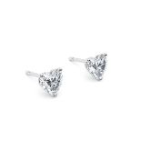 Heart Cut 2.00 Carat Diamond Earrings Set in 18kt White Gold - D Colour VS Clarity - IGI
