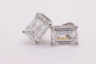 Emerald Cut Cut 10.00 Carat Diamond 18kt White Gold Earrings- D Colour VVS Clarity IGI