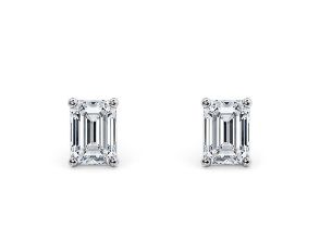 Emerald Cut 2.00 Carat Diamond Earrings Set in Platinum D Colour - VS2 Clarity - GIA