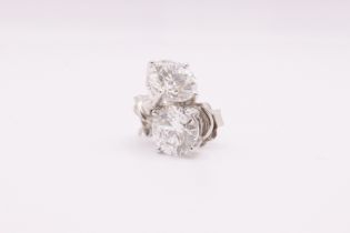 Round Brilliant Cut 3.00 Carat Natural Diamond Earrings 18kt White Gold - Colour E - VS Clarity- GIA