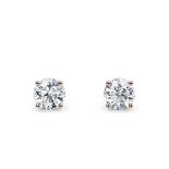Round Brilliant Cut 2.00 Carat Diamond Earrings Set in 18kt Rose Gold - E Colour VVS Clarity - IGI