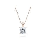 Princess Cut Diamond 2.00 Carat D Colour VS1 Clarity - Necklace Pendant - 18kt Rose Gold