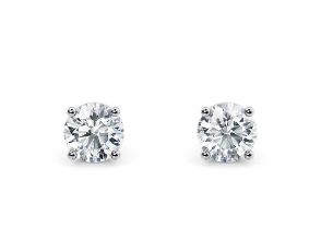 ** ON SALE ** Round Brilliant Cut 2.00 Carat Diamond Earrings Set in 18kt White Gold - E Colour VS