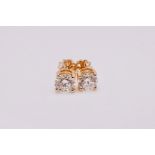 Round Brilliant Cut 4.00 Carat Diamond Earrings Set in 18kt Rose Gold - F Colour VS Clarity - GIA