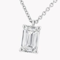 Emerald Cut Diamond 2.00 Carat D Colour VVS2 Clarity - Necklace Pendant - 18kt White Gold -IGI