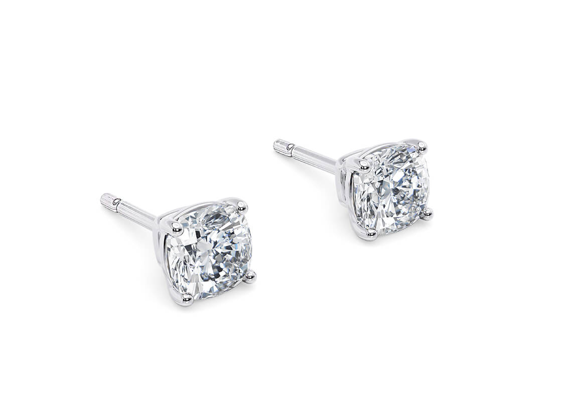 Cushion Brilliant 2.00 Carat Diamond Earrings Set in 18kt White Gold - D Colour VS Clarity - IGI - Image 2 of 3