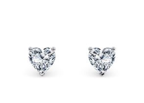 Heart Cut 3.00 Carat Diamond Earrings Set in 18kt White Gold - D Colour VS Clarity - IGI