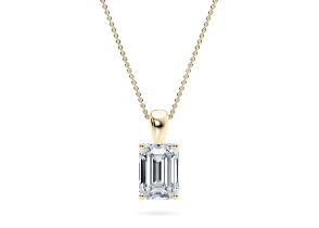 Emerald Cut Diamond 3.00 Carat F Colour VS2 Clarity - Necklace Pendant - 18kt Yellow Gold -IGI