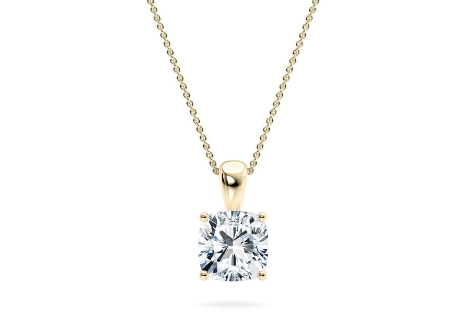 Cushion Cut Diamond 2.00 Carat D Colour VVS2 Clarity - Necklace Pendant - 18kt Yellow Gold - IGI