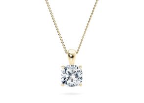 Cushion Cut Diamond 2.00 Carat D Colour VVS2 Clarity - Necklace Pendant - 18kt Yellow Gold - IGI