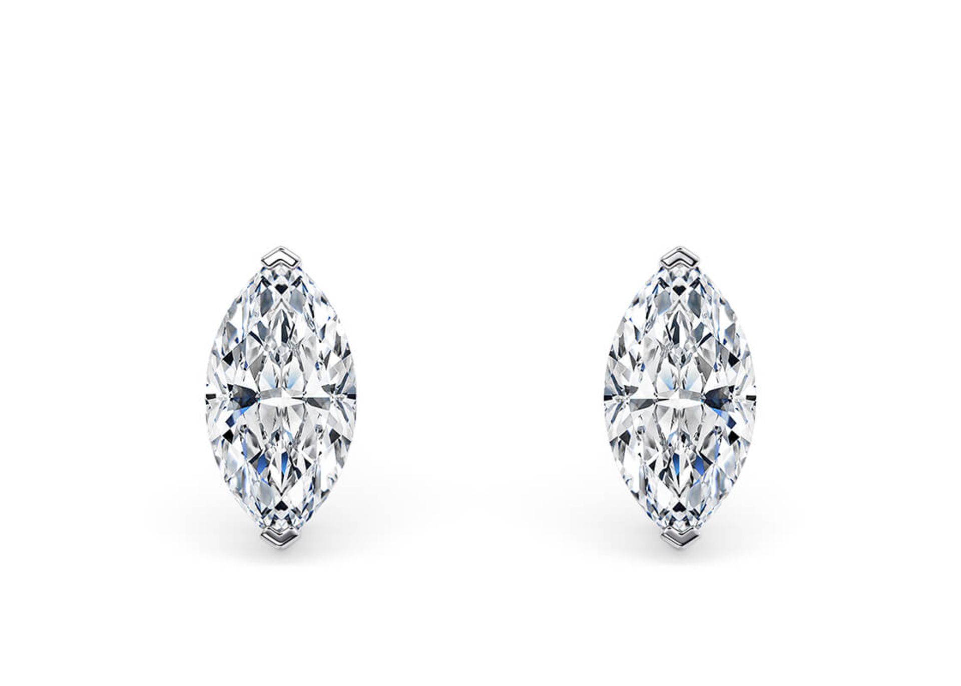 Marquise Cut 2.00 Carat Diamond 18kt White Gold Earrings- D Colour VVS Clarity IGI