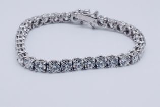 Round Brilliant Cut 14 Carat Natural Diamond Tennis Bracelet G Colour SI Clarity - 18Kt White Gold