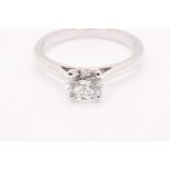 Round Brilliant Cut Natural Diamond Platinum Ring 1.00 Carat H Colour VS2 Clarity EX VG - IGI