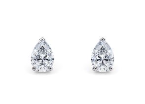 Pear Cut 2.00 Carat Natural Diamond Earrings 18kt White Gold - Colour D - SI Clarity- GIA