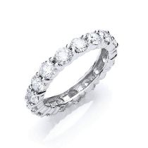 Round Brilliant Cut Natural 3.00 Carat 18kt White Gold Eternity Ring - F Colour - VS Clarity
